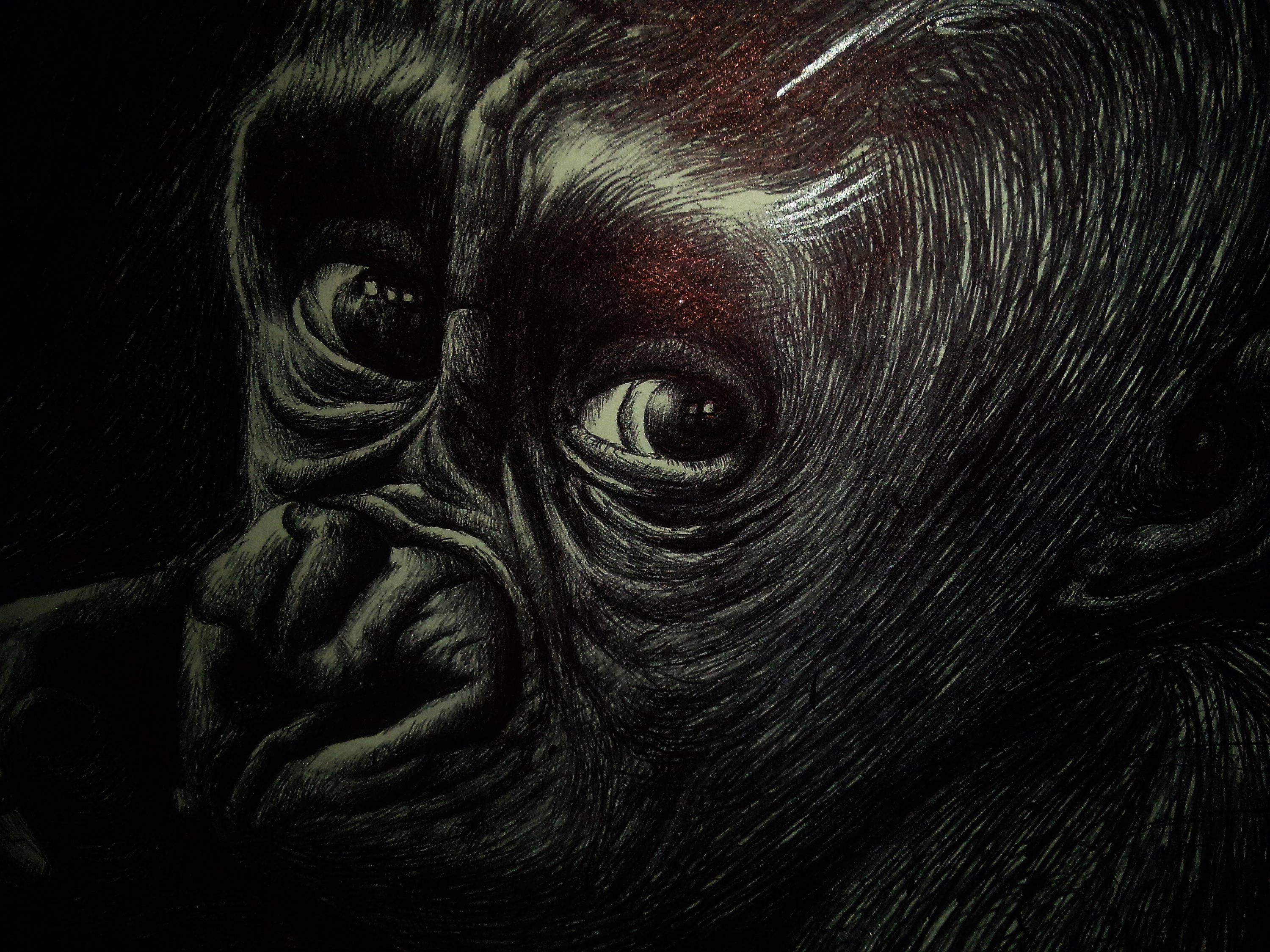 猩猩的伤感《圆珠笔画》