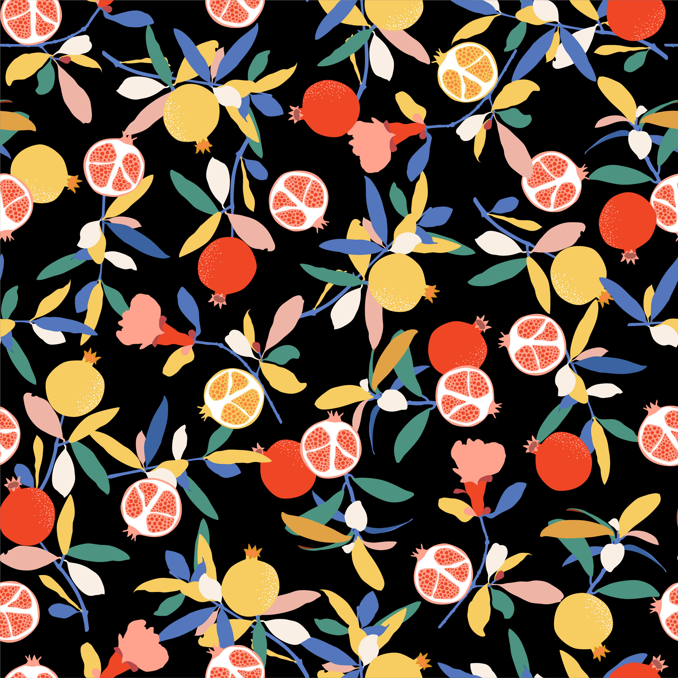 矢量石榴传统图案