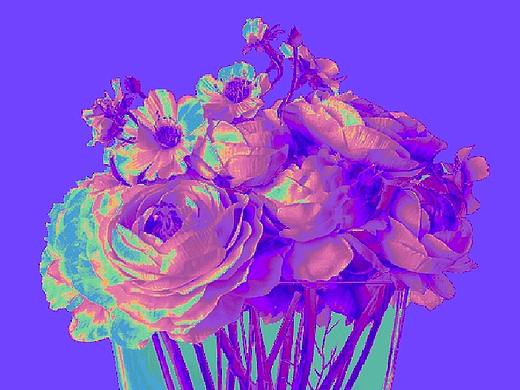 紫色忧郁配色\花卉抽象绘画