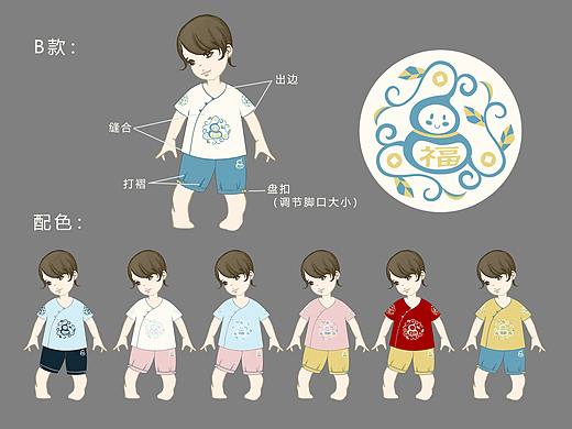 中国风刺绣图案《小葫芦娃》童装汉服印花原创设计插画