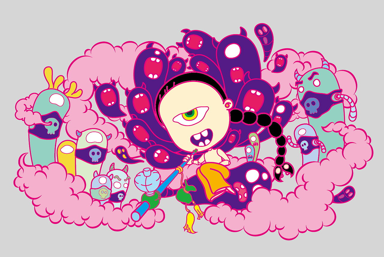 矢量画大烟鬼僵尸鬼