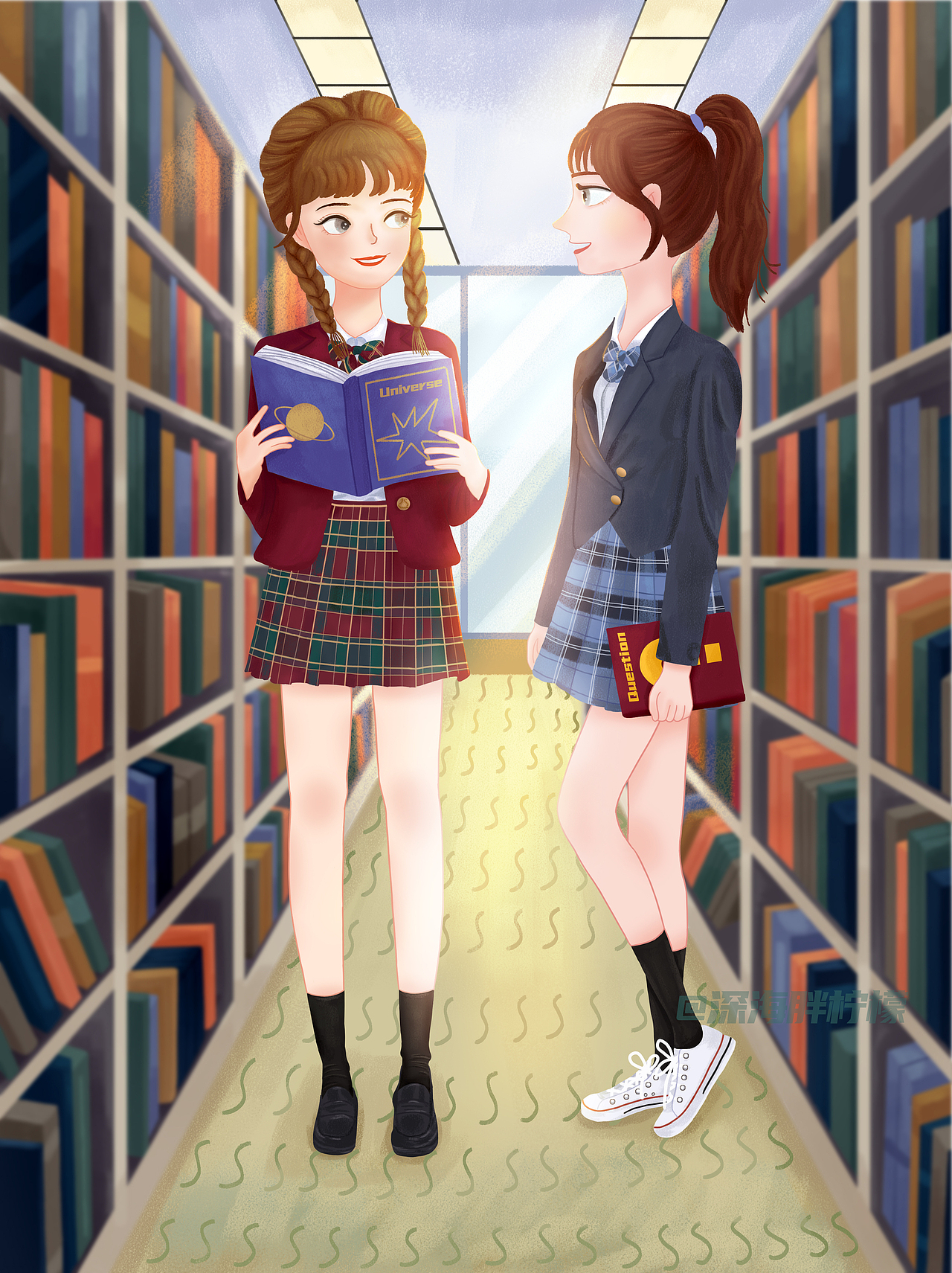 和你在一起的每一天都灿烂耀眼（闺蜜系列插画）（图ZMjk5NDAzNTU2） - 商业插画 - 站酷设计师深海胖柠檬原创素材 - 站酷ZCOOL