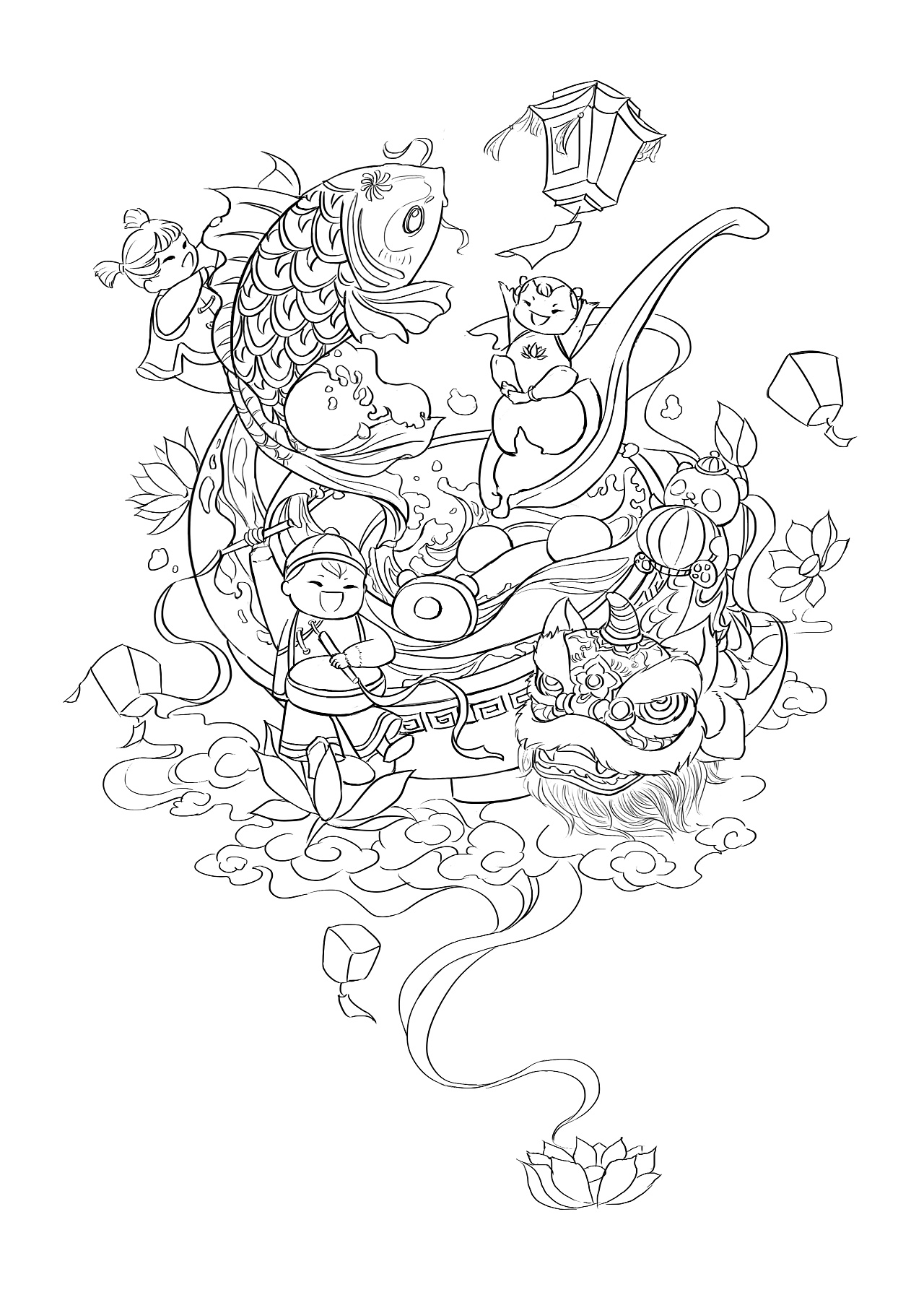 国风元宵节日插画