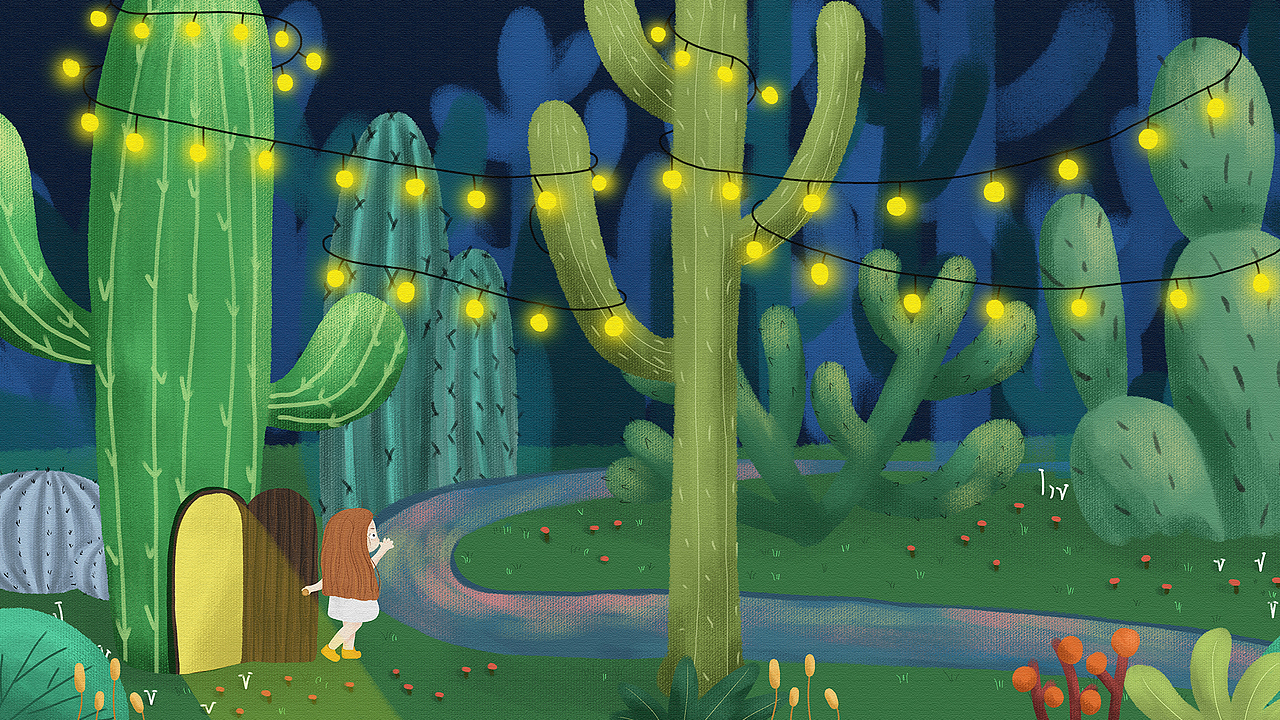 仙人掌森林（图ZMjYyODEyOTAw） - 儿童插画 - 站酷设计师蛇皮僵原创素材 - 站酷ZCOOL