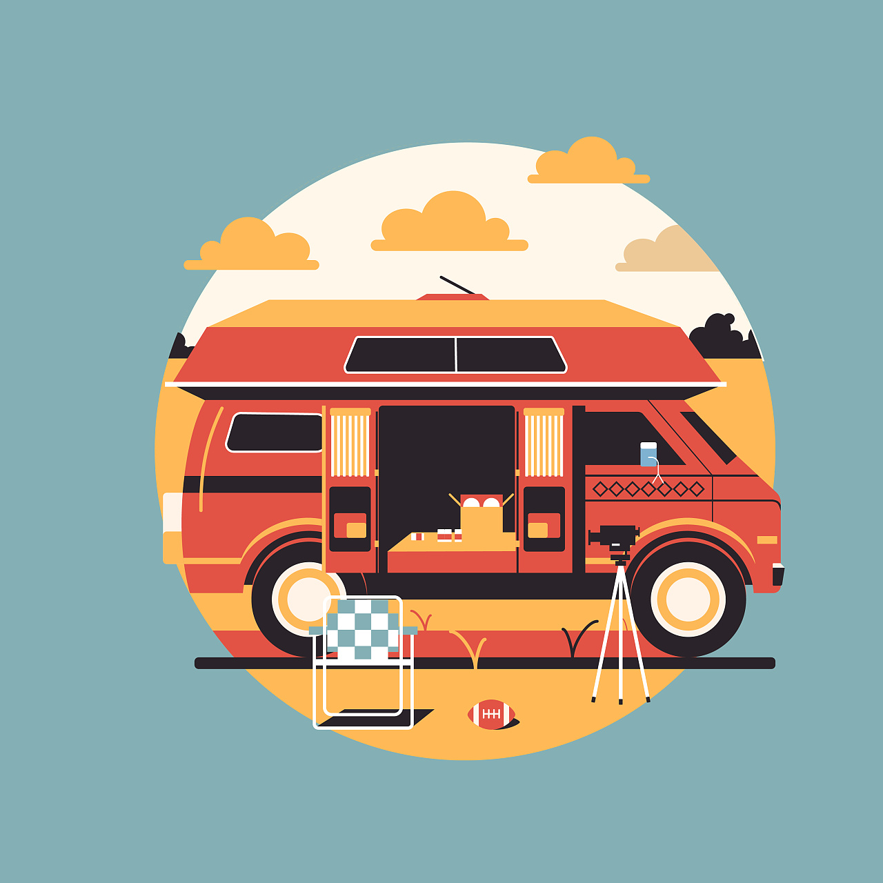 [扁平风插画练习]旅行x2