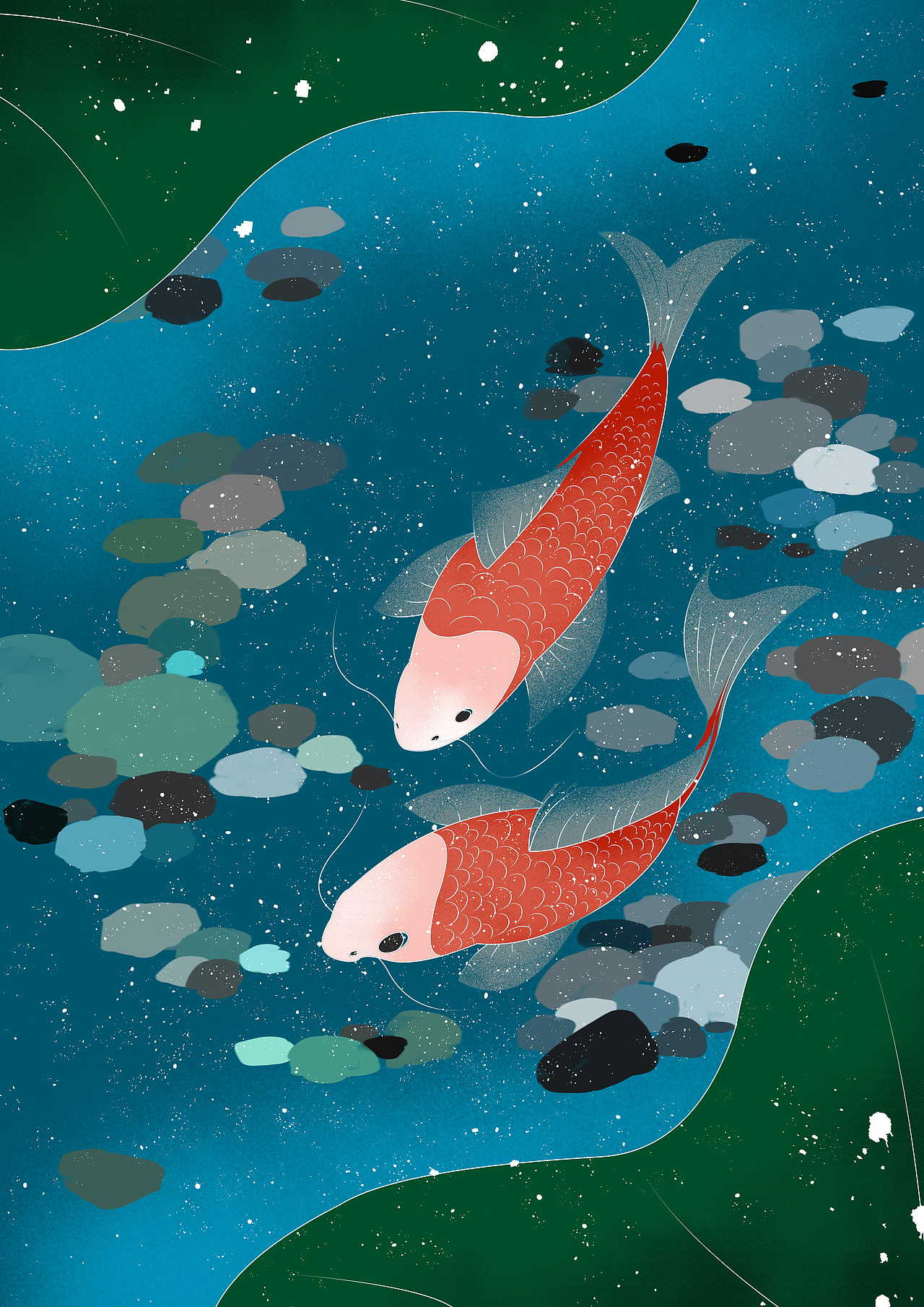 锦鲤池|插画|创作习作|画漫画的橘子_原创作品-站酷zcool