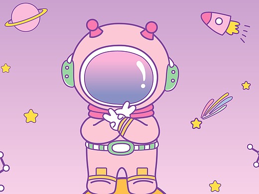 卡通设计之彩虹太空宇航员