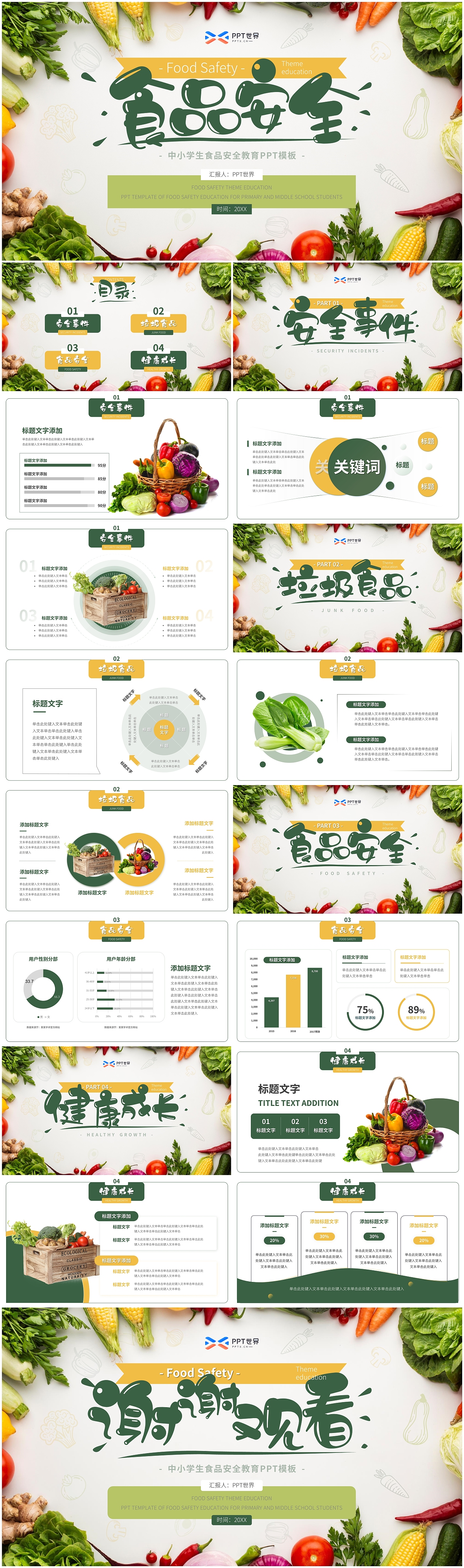 PPT模板《中小学生食品安全教育主题班会PPT》