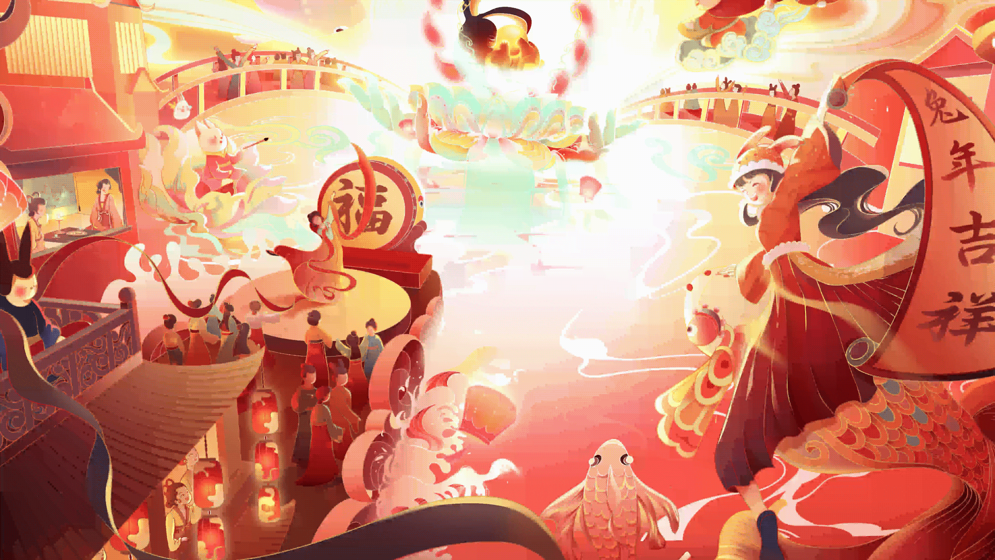 兔年元宵节-新国风大场景KV（图ZMzI4NzkwMTA4） - 商业插画 - 站酷设计师dddland原创素材 - 站酷ZCOOL