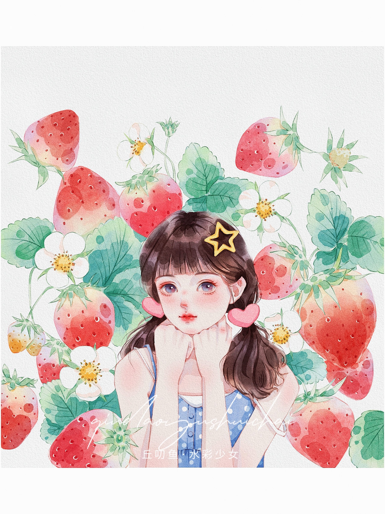 iPad水彩少女（图ZMzM2ODQ2NTY4） - 艺术插画 - 站酷设计师丘叨鱼原创素材 - 站酷ZCOOL
