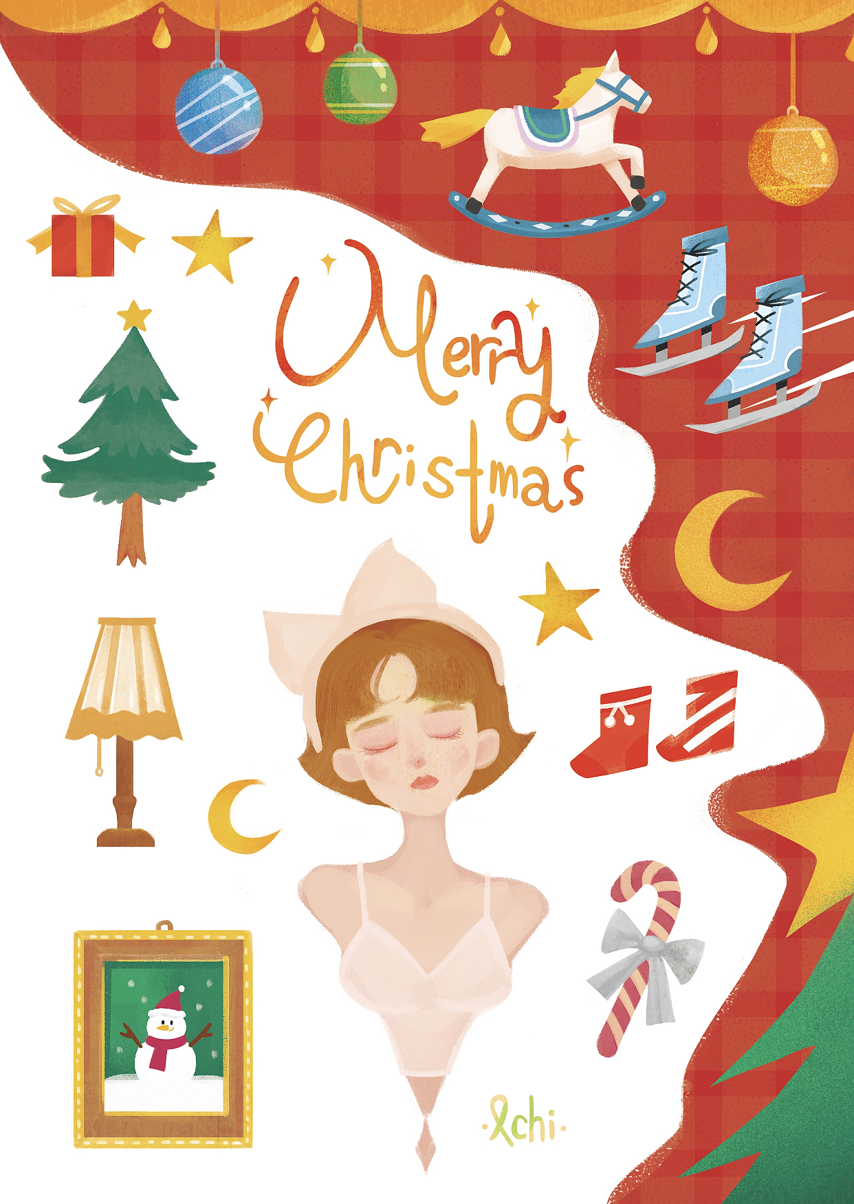 Merry Christmas~Princess（图ZMTg2NjI2ODA0） - 儿童插画 - 站酷设计师小鼠阿迟原创素材 - 站酷ZCOOL