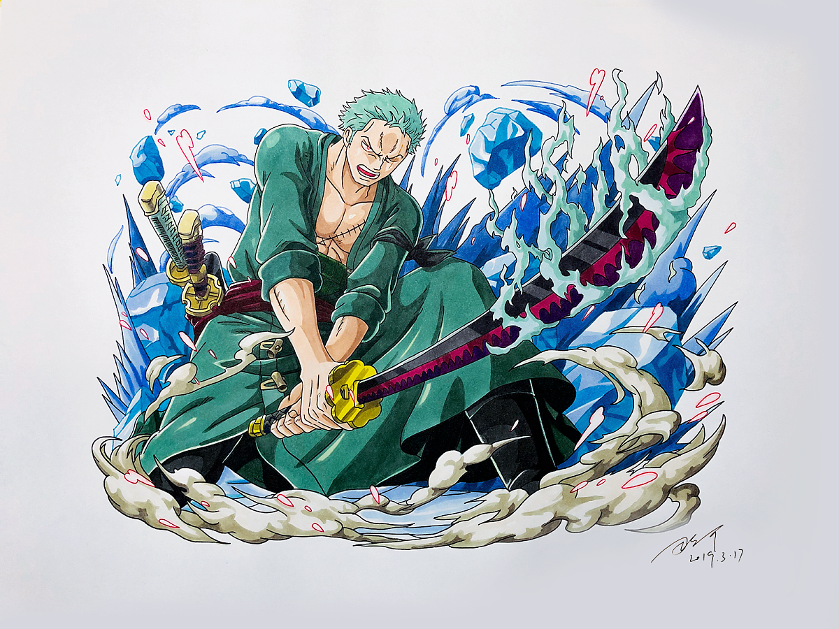 马克笔手绘海贼王索隆