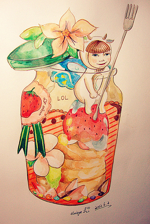 想把好吃的都装下（图ZNjg1MTE4MA==） - 商业插画 - 站酷设计师李芳琪原创素材 - 站酷ZCOOL