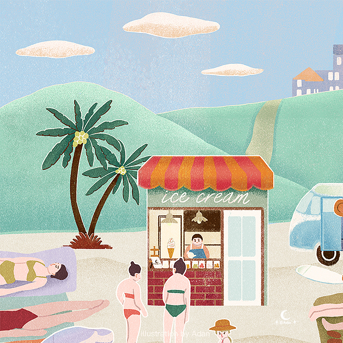 夏日沙滩（图ZMjUxNzI3Nzk2） - 商业插画 - 站酷设计师画画的阿丹原创素材 - 站酷ZCOOL