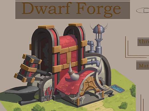 游戏场景原画矮人铁匠铺