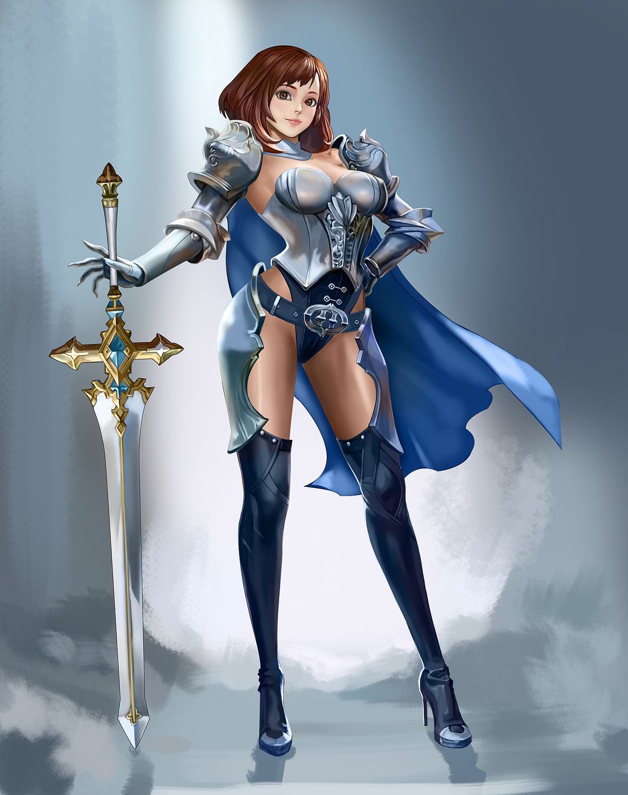 人设-女骑士|插画|游戏原画|贰胖_原创作品-站酷zcool