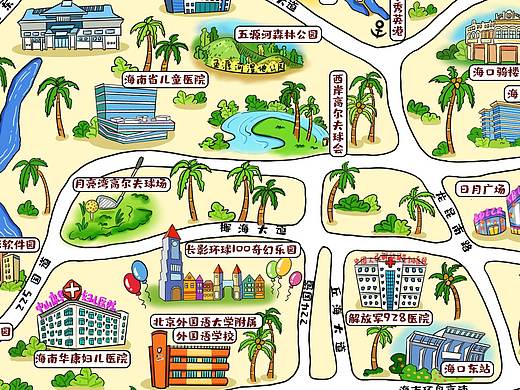 海口手绘地图