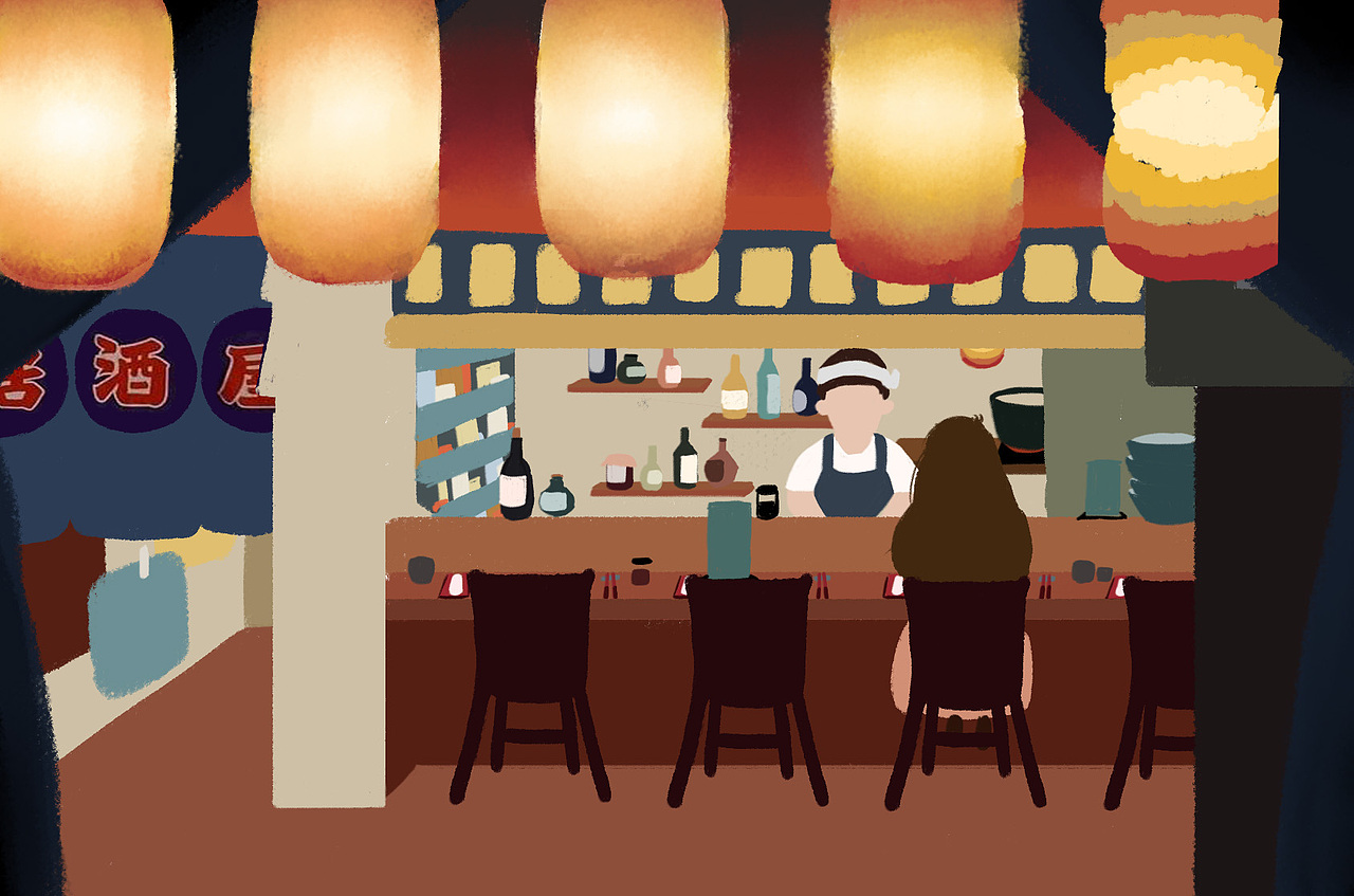 《深夜食堂》步骤|插画|儿童插画|曈曈佟_原创作品-站酷zcool
