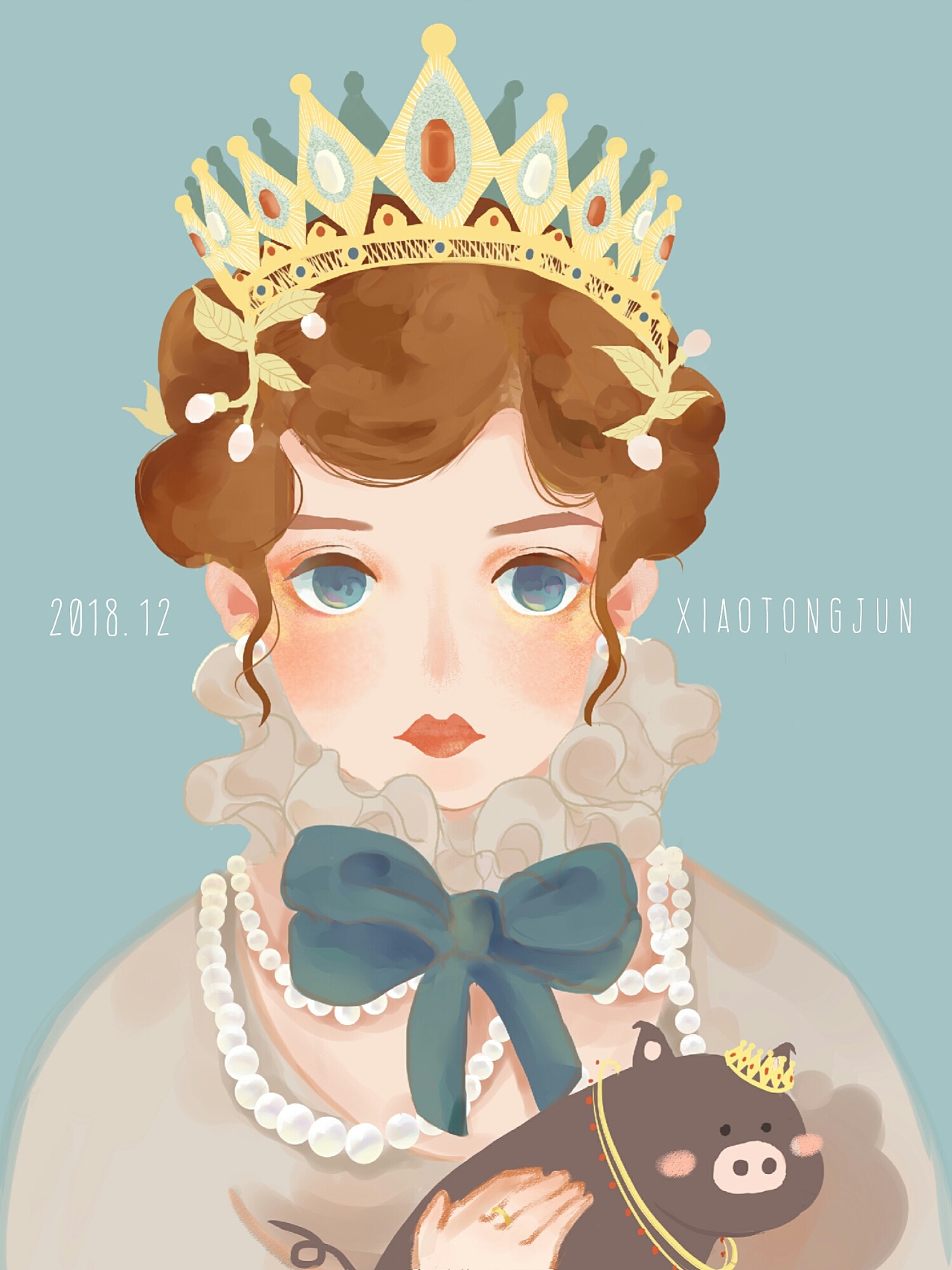 抱香猪的女王|插画|插画习作|筱桐菌 - 原创作品 - 站酷 (zcool)