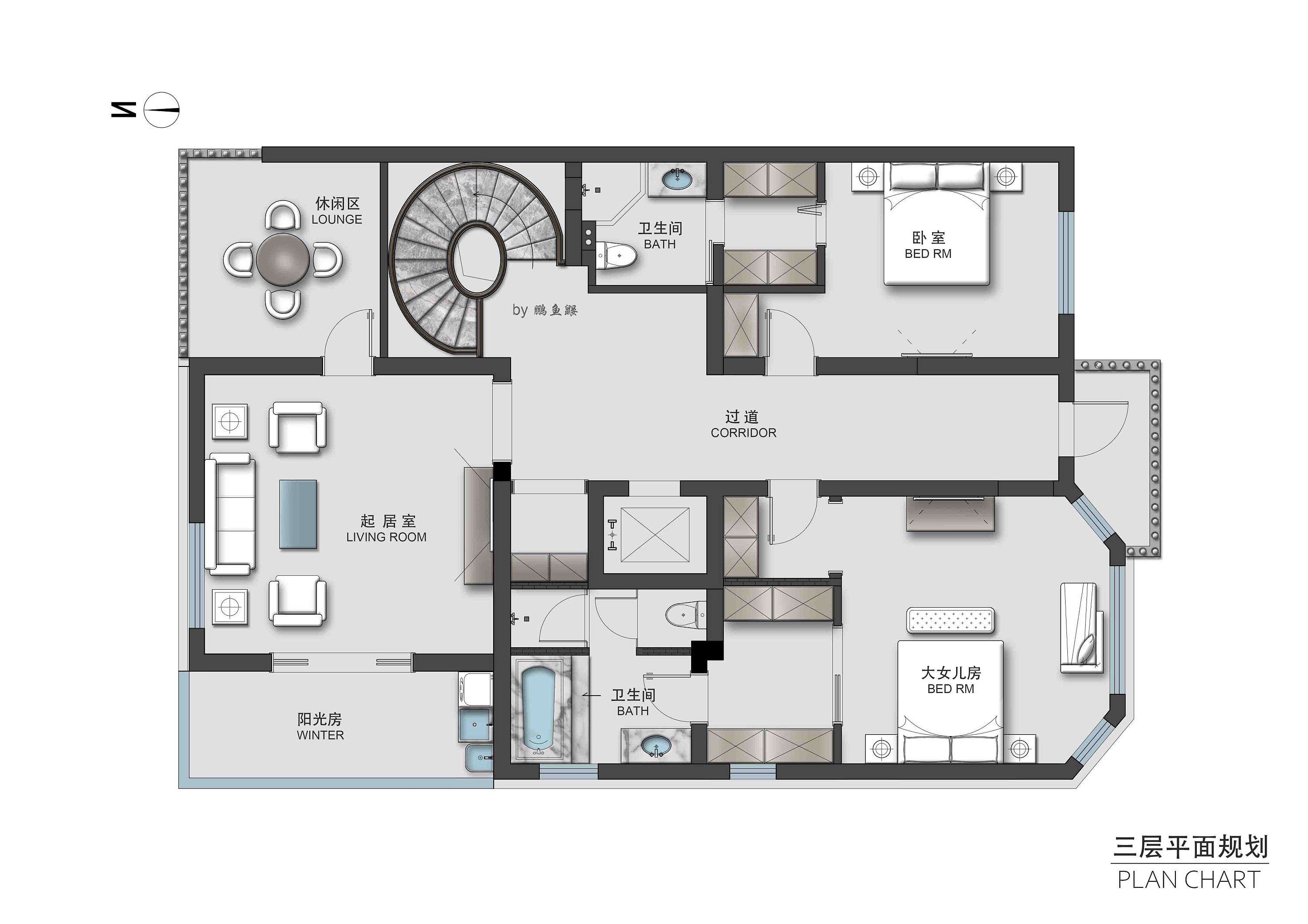 85别墅彩平图|空间|家装设计|鹏鱼鼹 - 原创作品 - 站酷 (zcool)