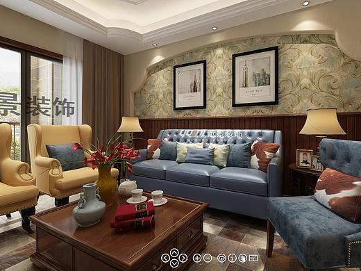 龙湖两江新宸-美式风格装修设计效果图案例