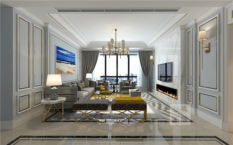 瀚海晴宇230平装修效果图美式风格设计·品界