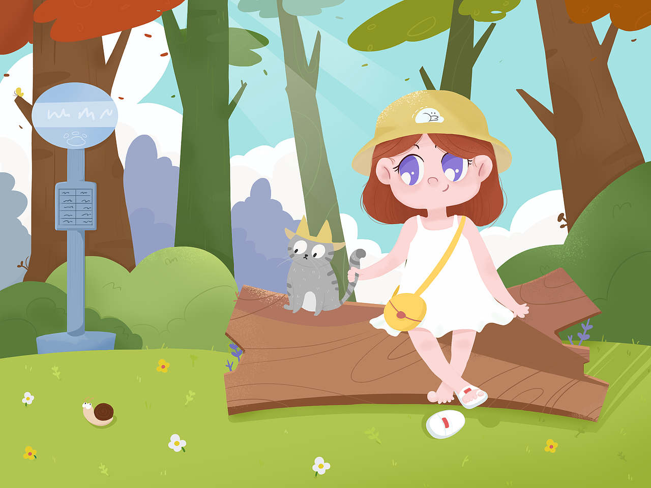 等車（圖ZMjE1MjM3NDc2） - 商業(yè)插畫 - 站酷設計師WhiteBunny原創(chuàng)素材 - 站酷ZCOOL