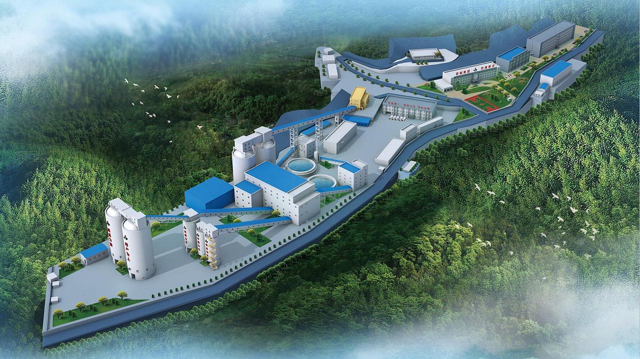 一个煤矿的鸟瞰图(c4d建模 ps后期简单处理)