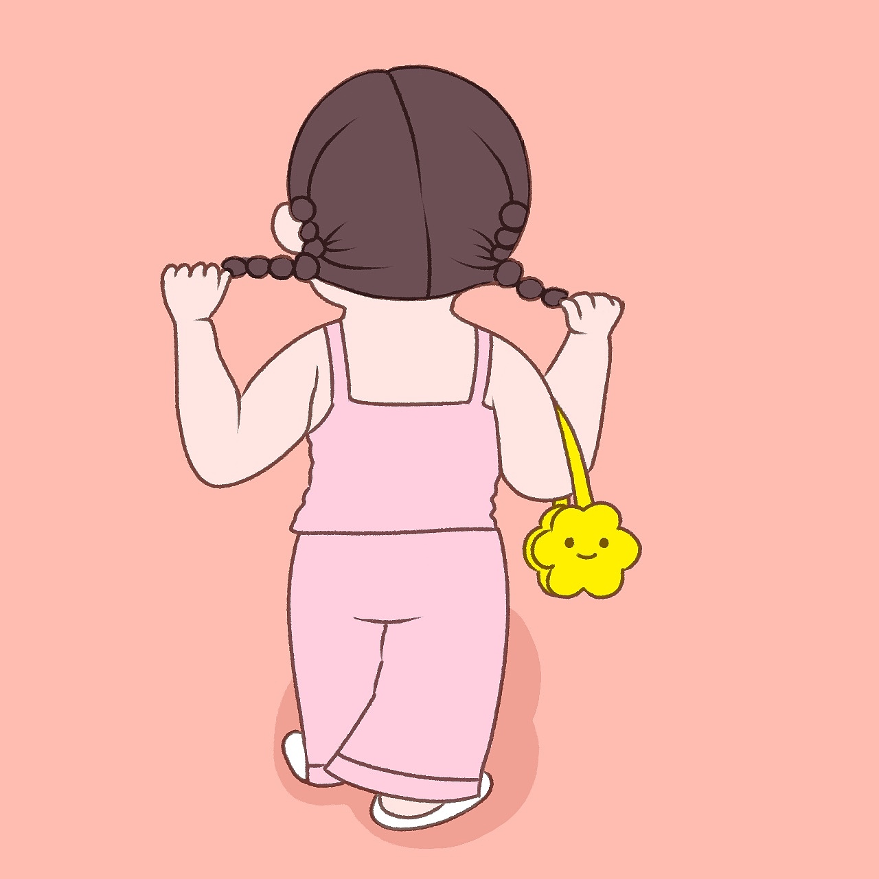女孩头像插画|可爱的女孩背影
