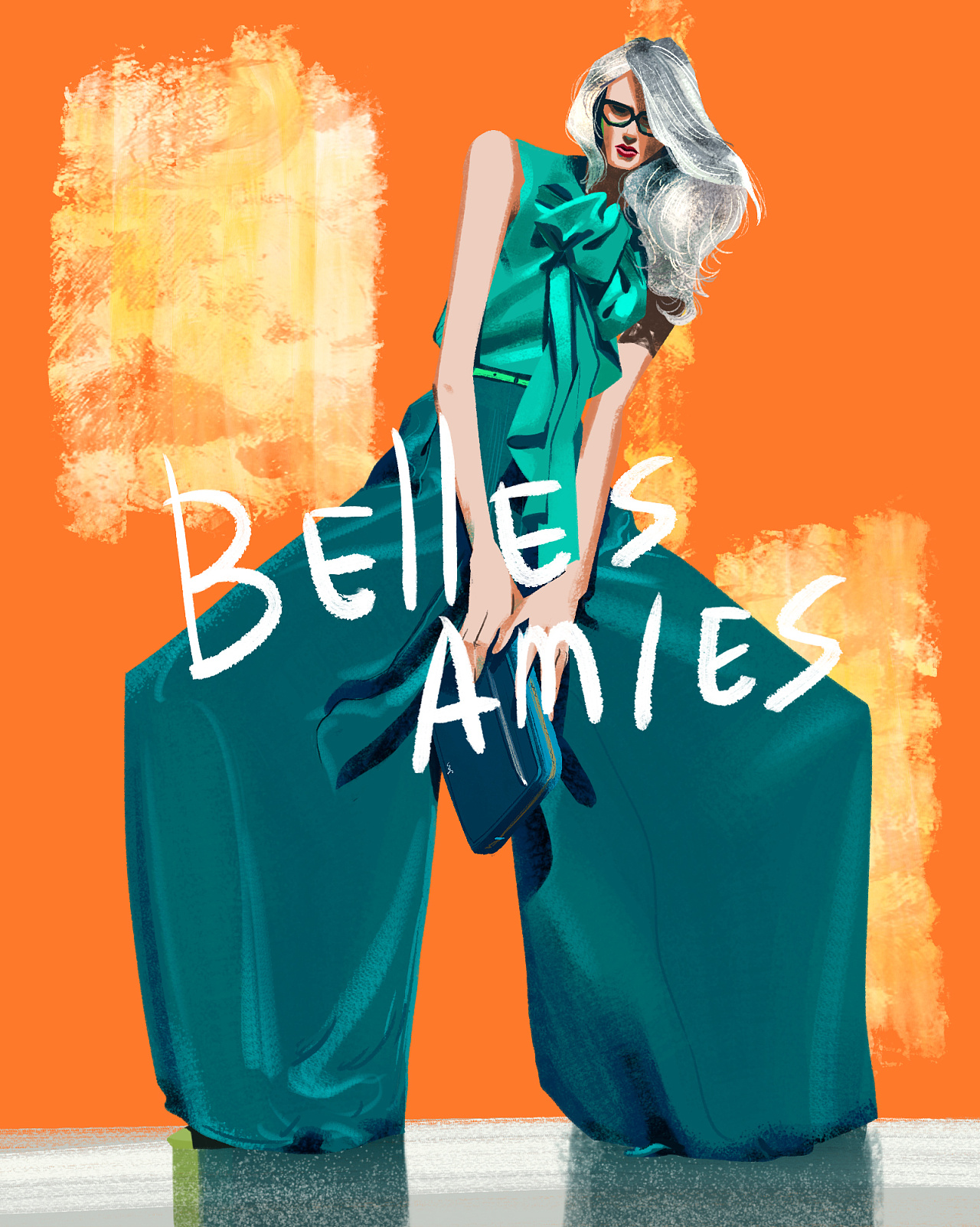 时尚插画 服装大片手绘噪点平涂