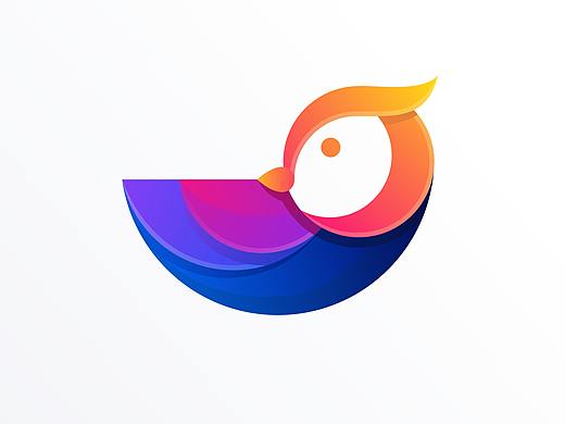 国外炫彩风格鸟logo标志AI素材