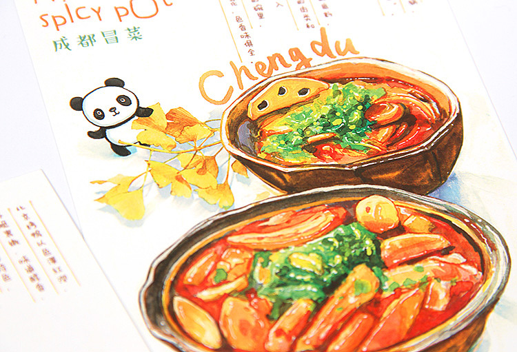 水彩明信片绘制《熊猫游食记》（图ZNDcwNjI0NTY=） - 商业插画 - 站酷设计师春和绘原创素材 - 站酷ZCOOL