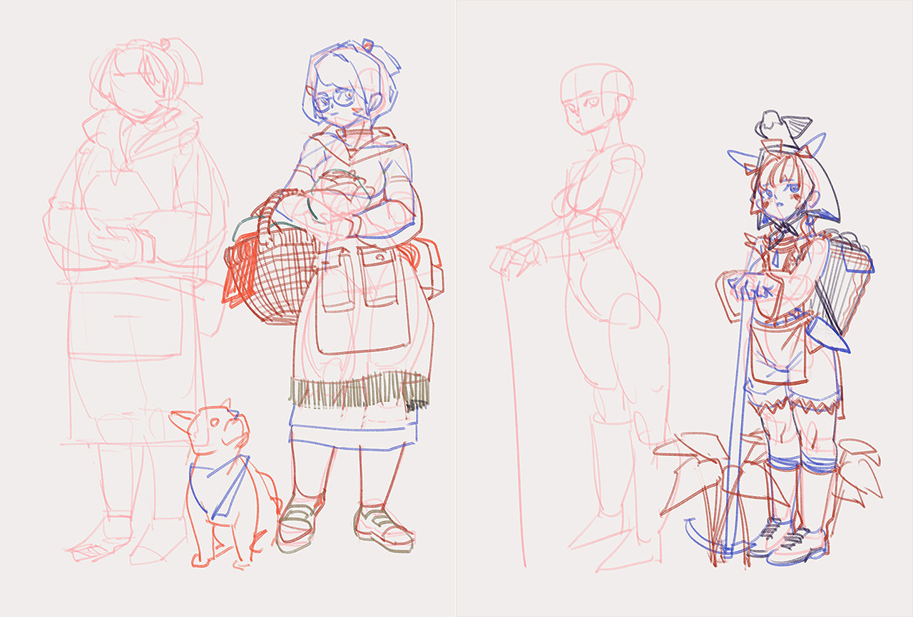 收获的女孩 - 农民木雕风格探索（图ZMjQ5NzI5Mzg0） - 概念设定 - 站酷设计师Yibao画画原创素材 - 站酷ZCOOL