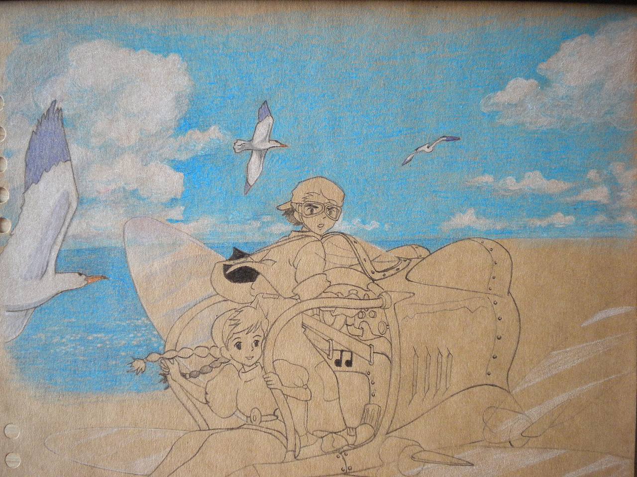 彩铅天空之城宫崎骏