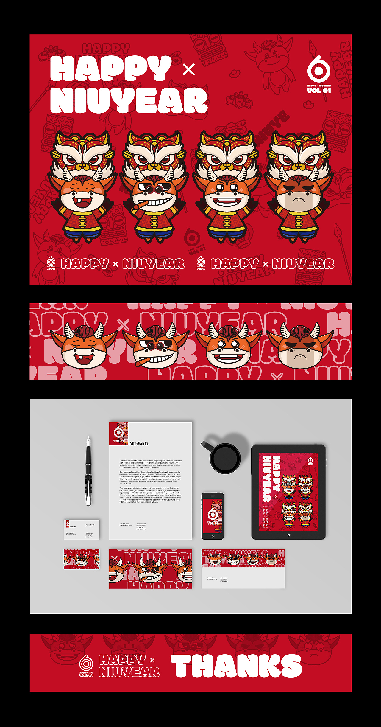HAPPY NIUYEAR 即兴创作（图ZMjQyNTk1NjM2） - IP形象 - 站酷设计师MONKEY阿九原创素材 - 站酷ZCOOL