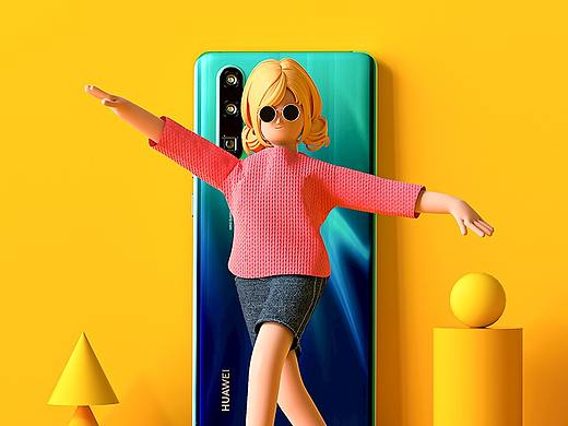 HUAWEI P30 Pro 3D Character Design