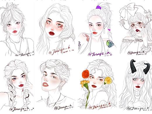 橘子皮人像线稿团练打卡第4期 