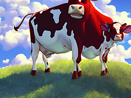 #站酷夢筆#奶牛，超現(xiàn)實主義,動漫風
