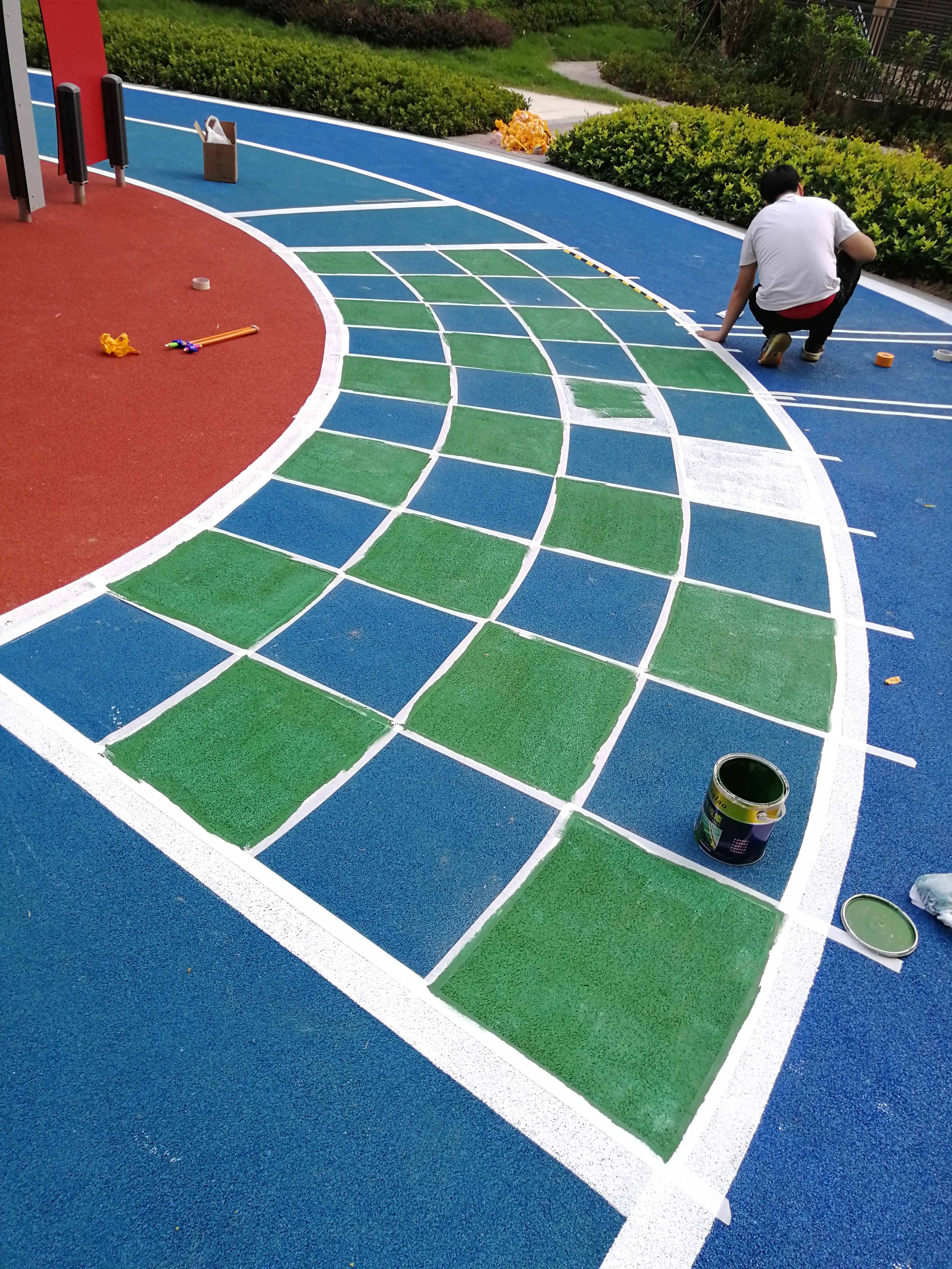 儿童游乐设施塑胶地面线条彩绘