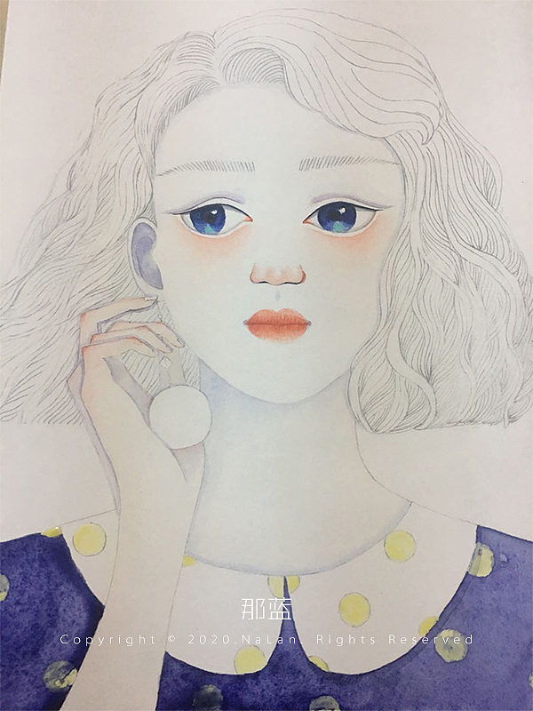 画画 水彩 原创 手绘 女生头像 手绘少女头像 绘画过程（图ZMjExODE3NTQ4） - 创作习作 - 站酷设计师那蓝酱原创素材 - 站酷ZCOOL