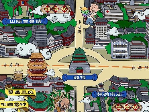 开封汴梁四厢二十坊漫画手绘地图文创系列