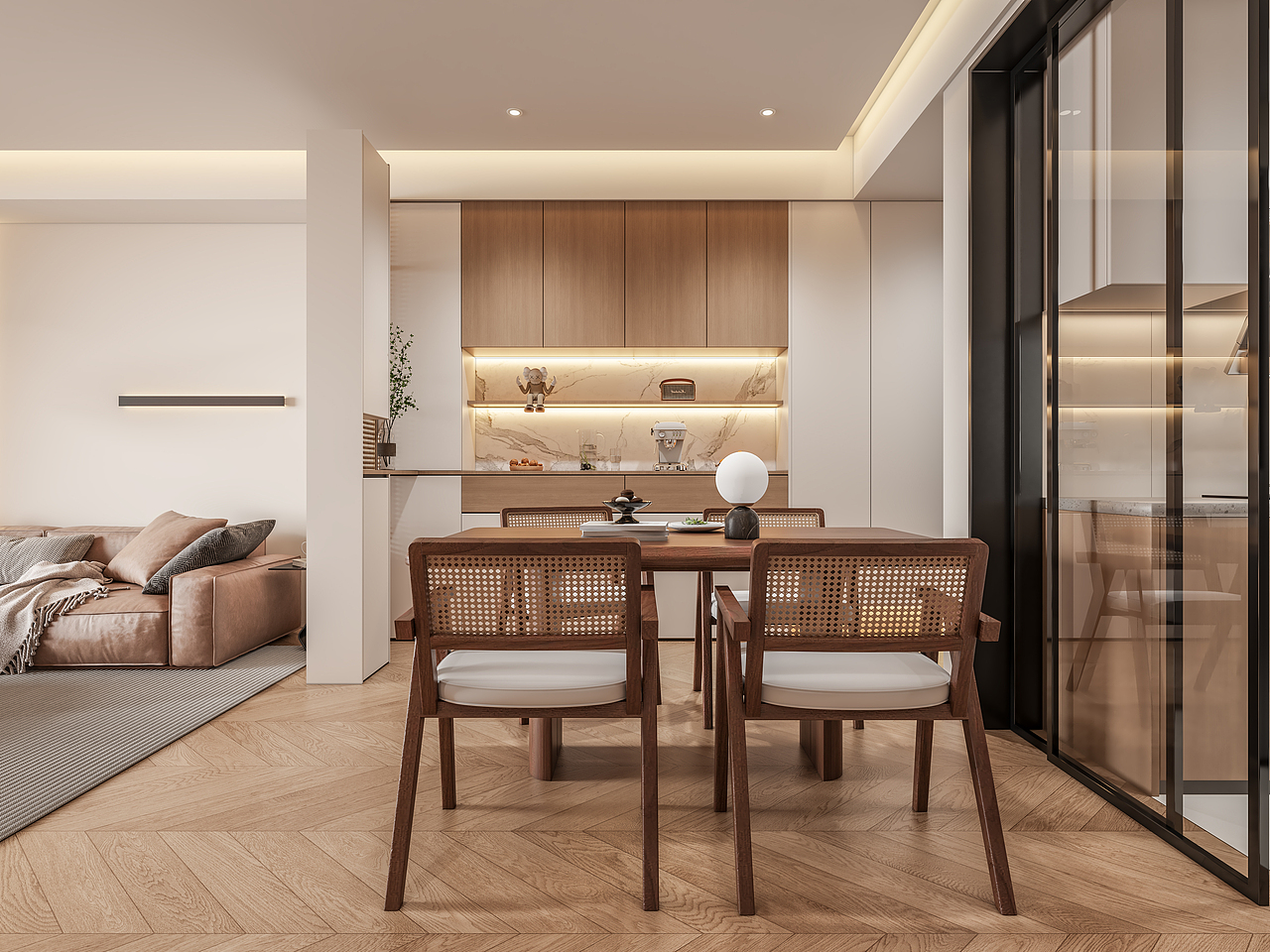 近渲/原木现代小户型效果图