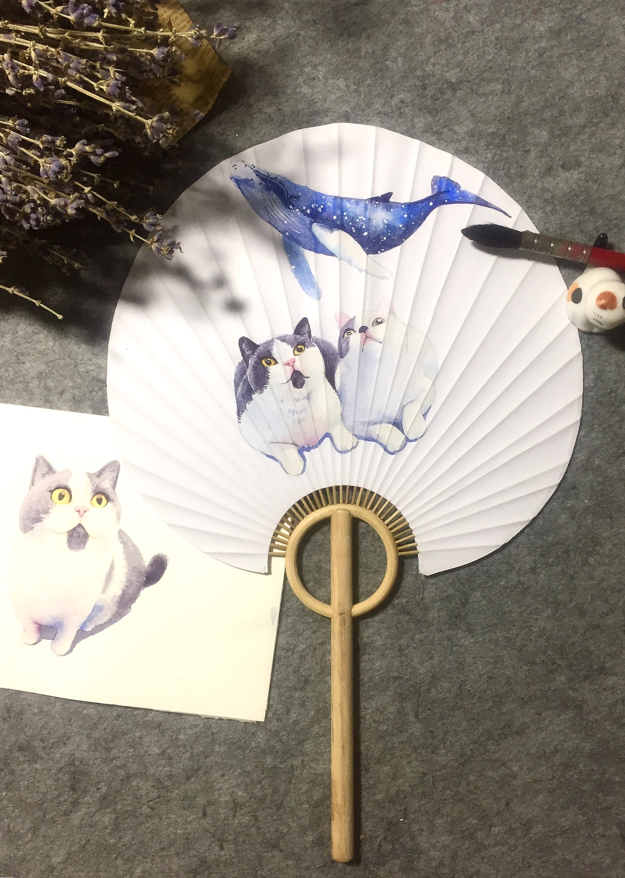 水彩扇子（图ZMTE5MDA5MzQ4） - 艺术插画 - 站酷设计师喵喵LC原创素材 - 站酷ZCOOL