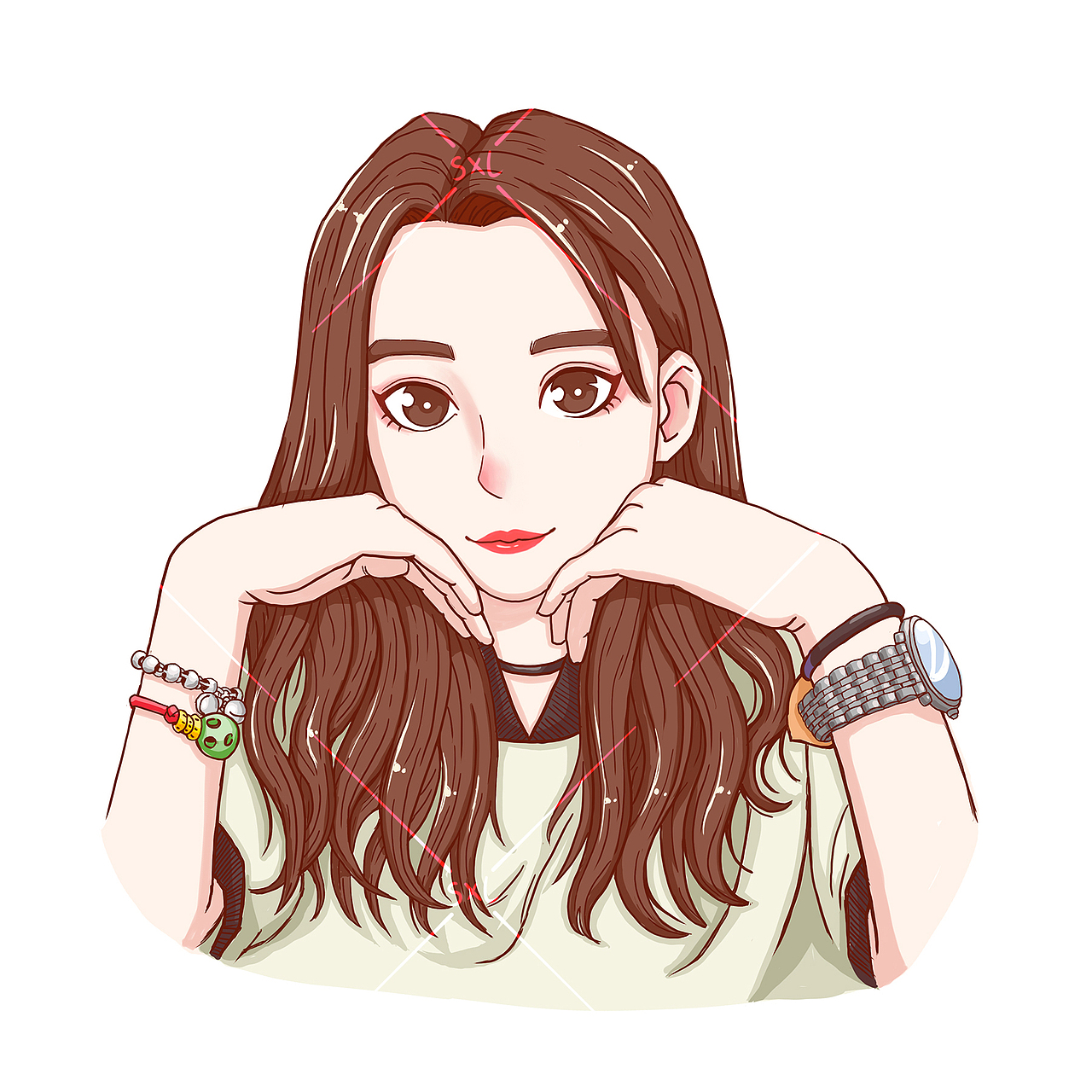 卡通头像漂亮长发小姐姐