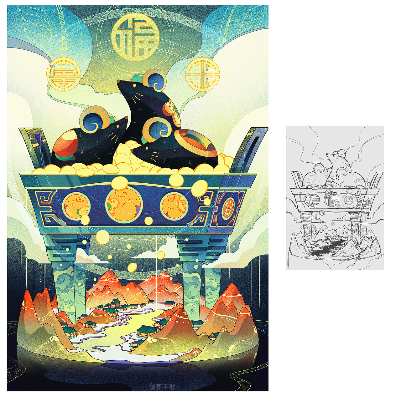 十二生肖(图ZMjI1MDcxMTM2) - 新锐潮流插画 - 站酷设计师JJJJ建哥原创素材 - 站酷ZCOOL