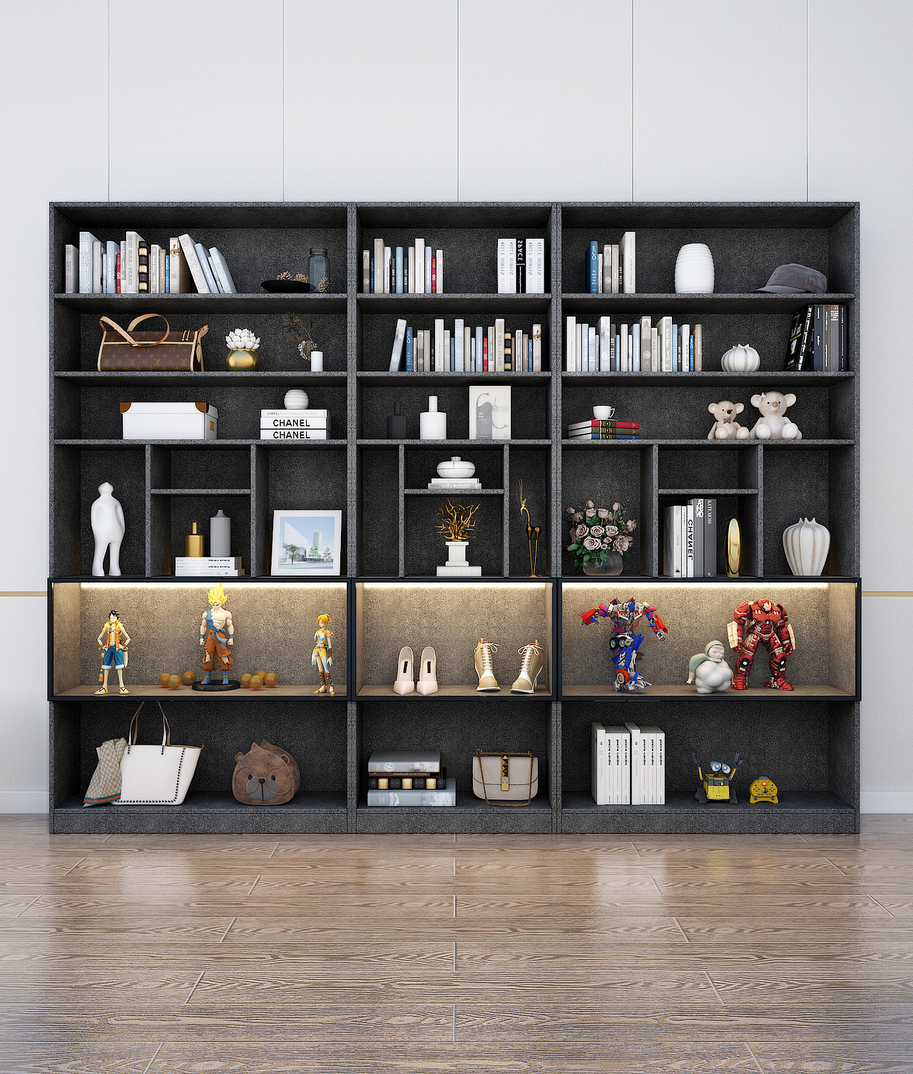 一款组合书柜详情页-从建模到渲染到详情页