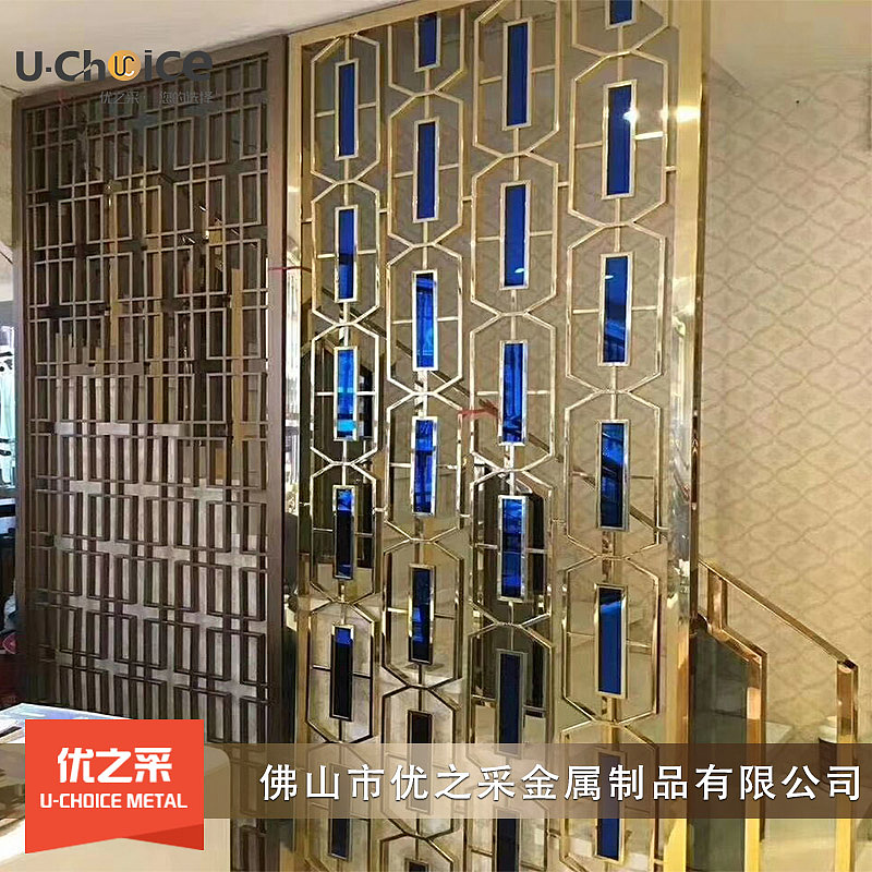 拉丝哑光不锈钢背景墙 酒店玫瑰金屏风背景墙