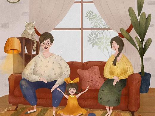 家庭插画原创作品