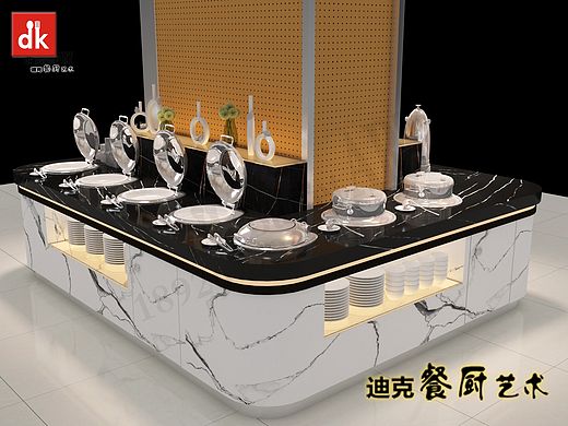 机关单位职工餐厅 酒店布菲台设计方案 自助餐台效果图