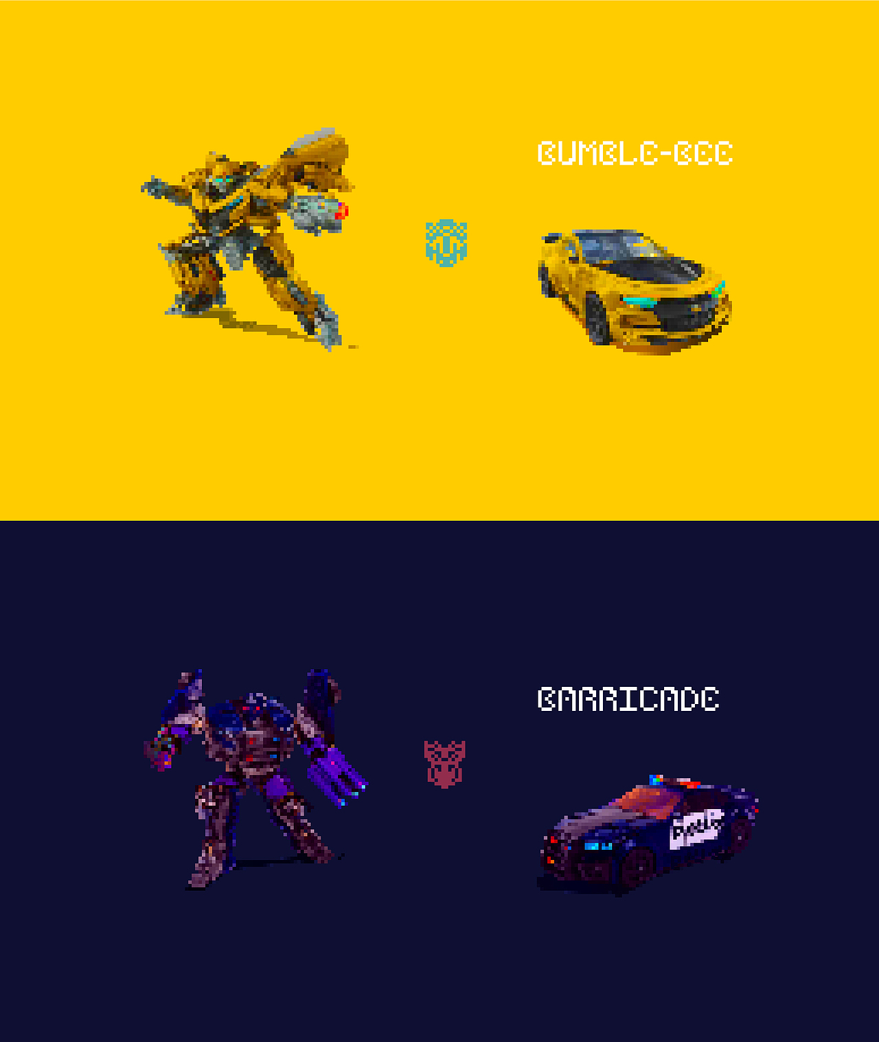 《变形金刚5》的大黄蜂和路障（图ZODQ2Mjk0NTI=） - 像素画 - 站酷设计师tdzy原创素材 - 站酷ZCOOL